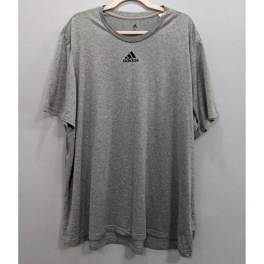 adidas Aeroready Gray Shirt Men 2XL Performance Sportswear Workout Sports Logo